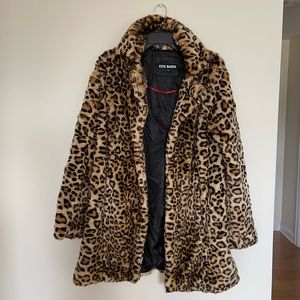 Steve Madden Leopard Print Faux Fur Coat